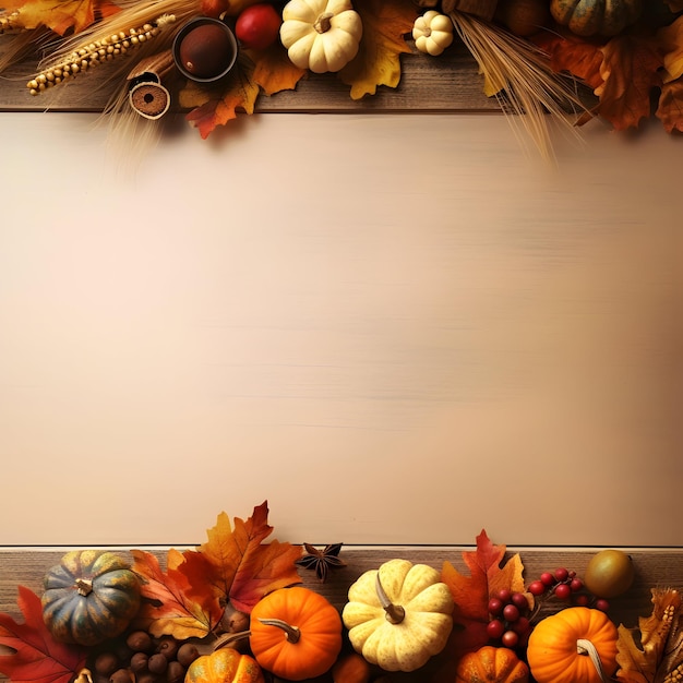 foto happy Thanksgiving day november compositie met kopieerruimtetekst op gele generatieve ai