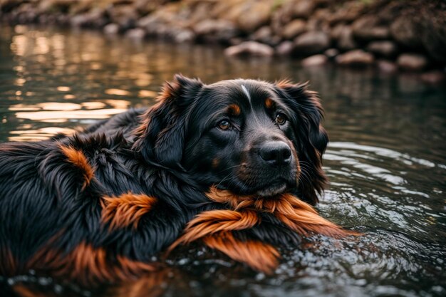 foto hond in de rivier