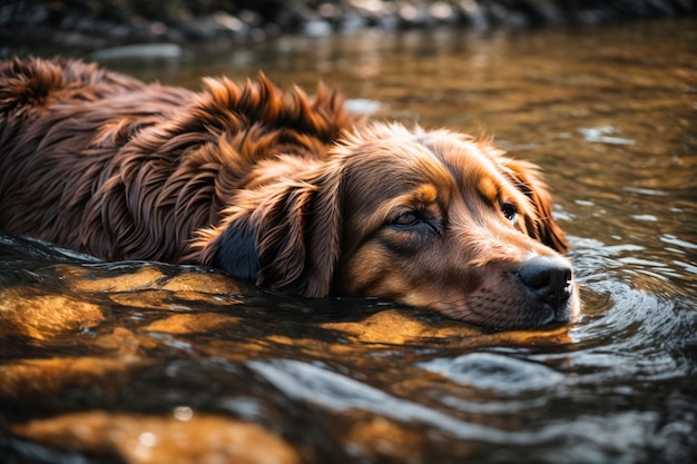 foto hond in de rivier