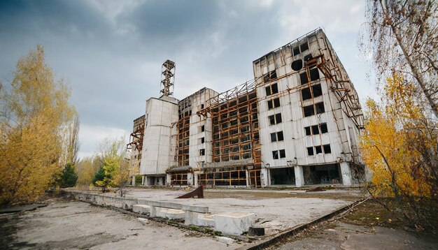 Foto hotel polissya in de stad Tsjernobyl Oekraïne abdoneerde stad gegenereerd door AI