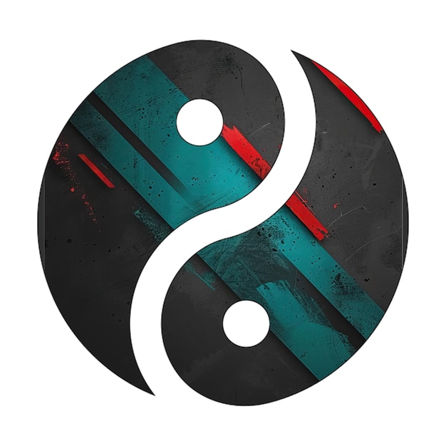 foto iconen yin yang icon diagonaal zwart groen rood
