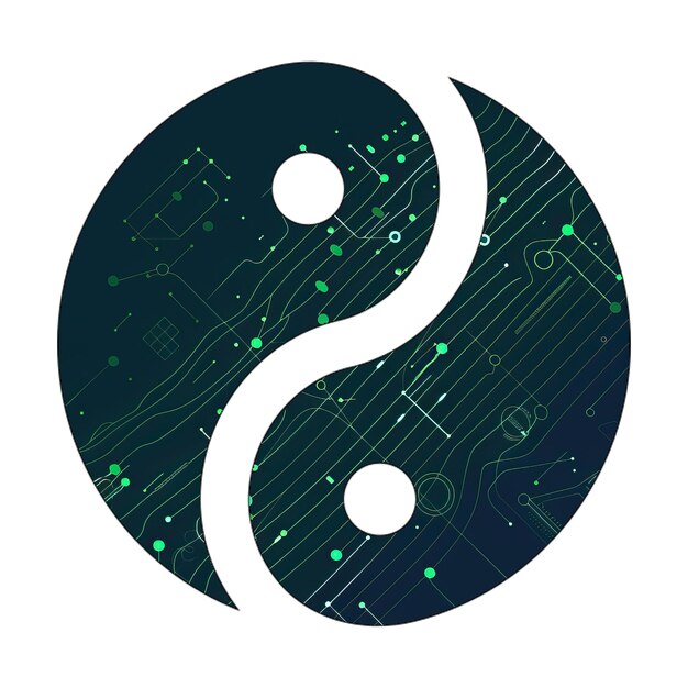 foto-iconen yin yang icoon groene technologie textuur