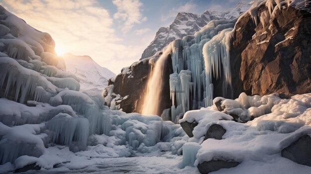 Foto ijzige waterval in de winter