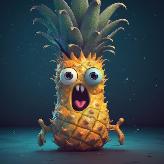 Foto illustratie karakter ananas fruit geïsoleerd