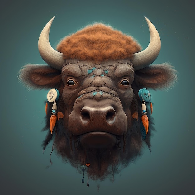 Foto illustratie karakter buffel hoofd geïsoleerde express standaard