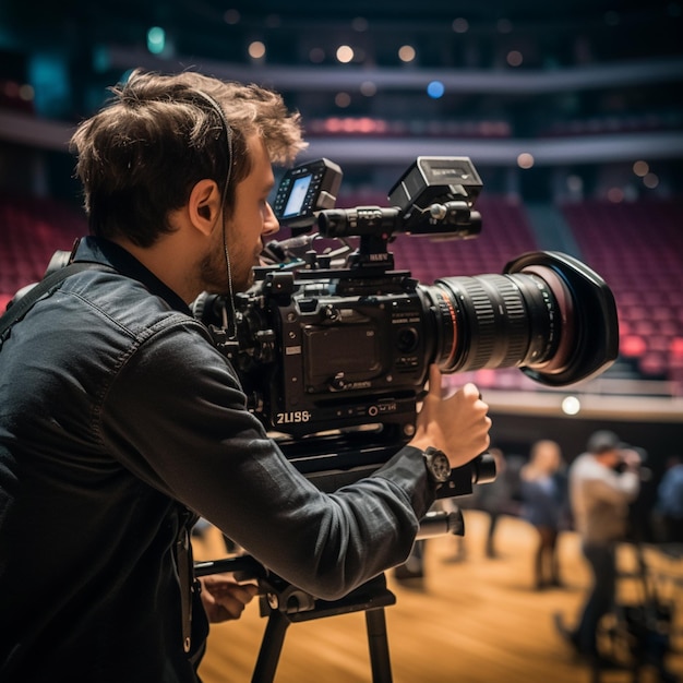 Foto-interieur van moderne fotostudio met generatieve professionele apparatuur