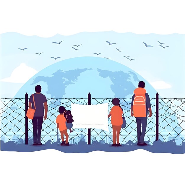 Foto foto internationale dag van de migranten concept familie illustratie achtergrond wereldvluchtelingendag