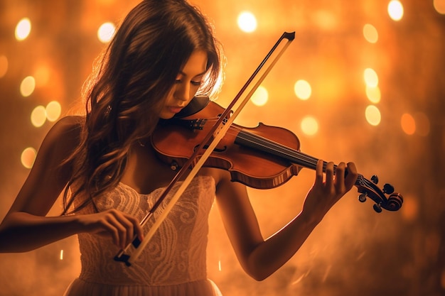 Foto foto jonge mooie vrouw die viool speelt