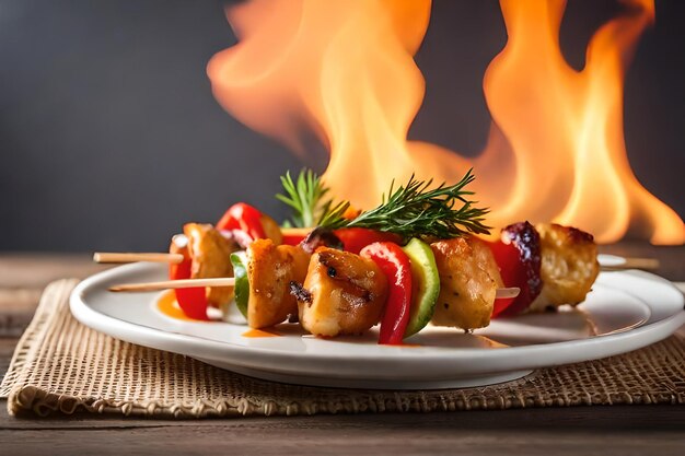 foto kipspiesjes met plakje paprika en dille realistische resolutie