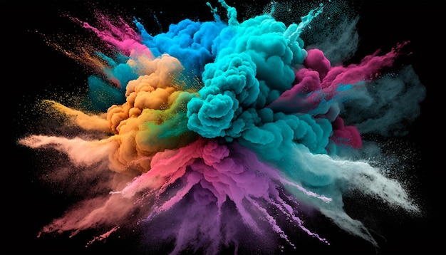 Foto kleurrijk gemengd regenboog holi poeder