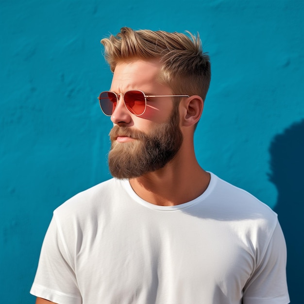 Foto knappe man met baard zijweergave in het zonlicht