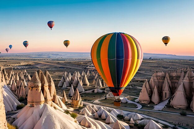 Foto luchtballonnen over Cappadocia natuurlijke achtergrond