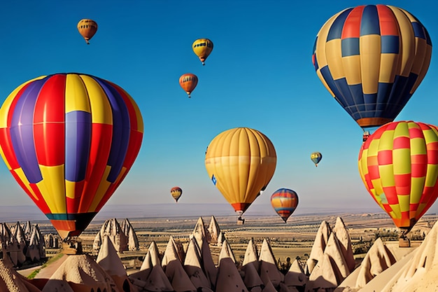 Foto luchtballonnen over Cappadocia natuurlijke achtergrond