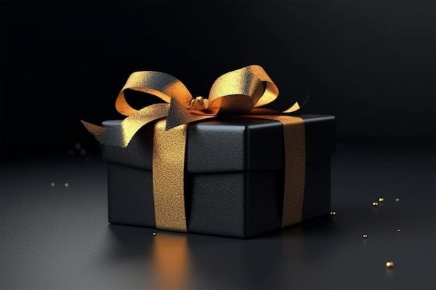 Foto luxe zwarte cadeau dozen met gouden lint