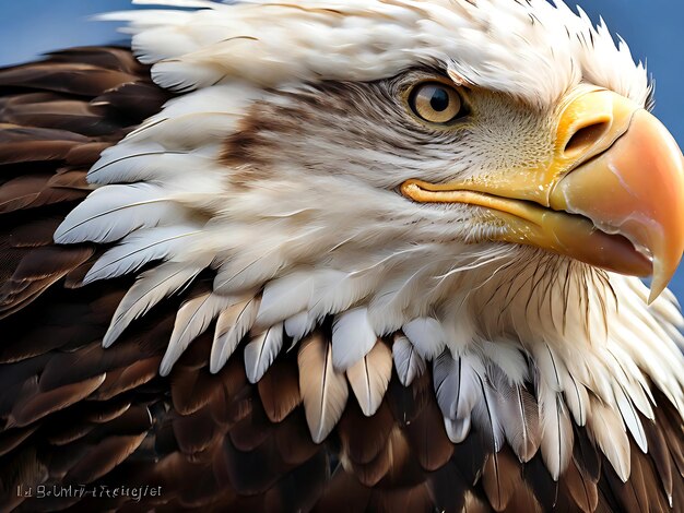 Foto foto majestic bald eagle in vlucht met commanding wingspan en piercing stare ai generated