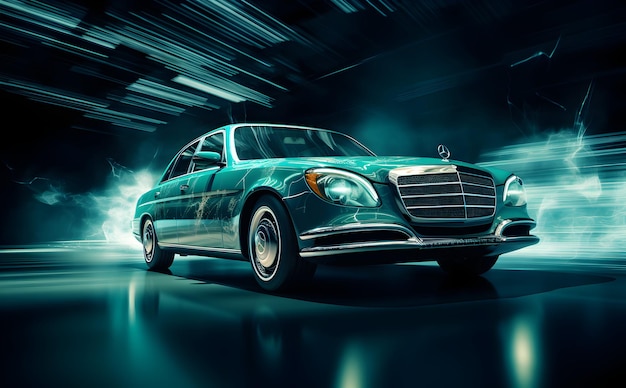 Foto Mercedes Benz futuristische blik op snelle auto's en hun gestroomlijnde abstracte vormen generatieve ai