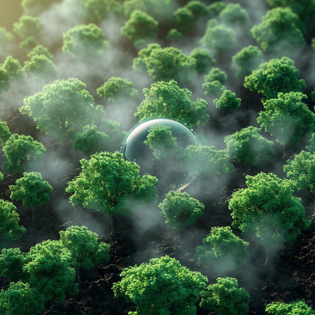 Foto milieubeheer CO2-reductieconcept met bomen die schone lucht bevorderen Voor Social Med