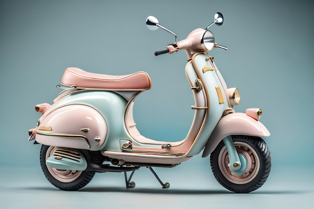 Foto Miniatuur Klassieke Vespa Motocycle in pastelkleur Generative Ai