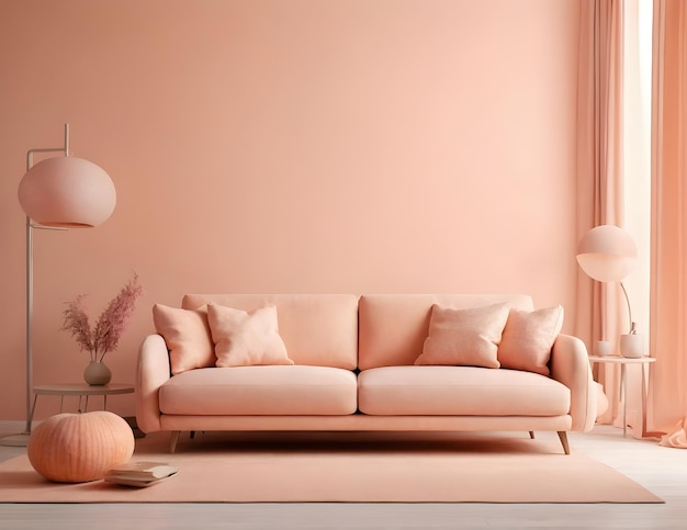 Foto moderne luxe rijke roze kleur moderne woonkamer interieurontwerp 3D rendering