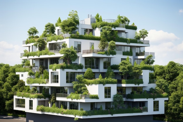 foto moderne woonwijk met groen dak en balkon