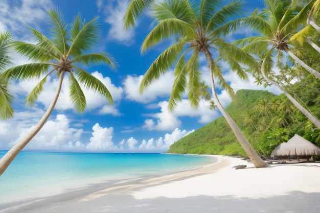 foto mooi tropisch strand en zee met kokospalmboom in paradijs eiland