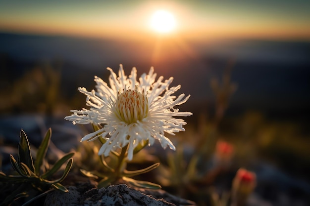 Foto mooie kleine bloem natuurlijke gekleurde onscherpe achtergrond gegenereerd ai