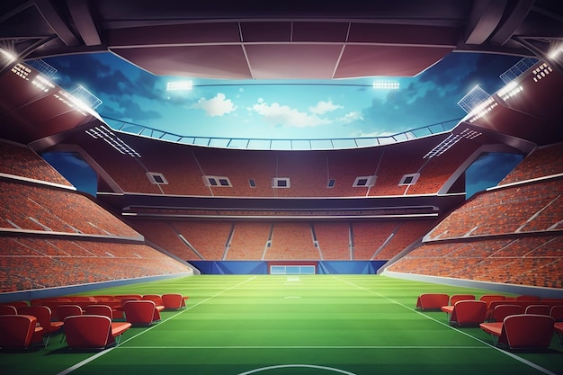 Foto nacht stadion met verlichting 3D rendering