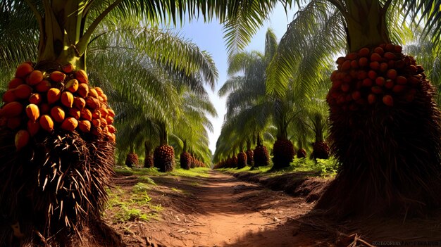 Foto oliepalm landbouwtuin is het dragen Generate AI