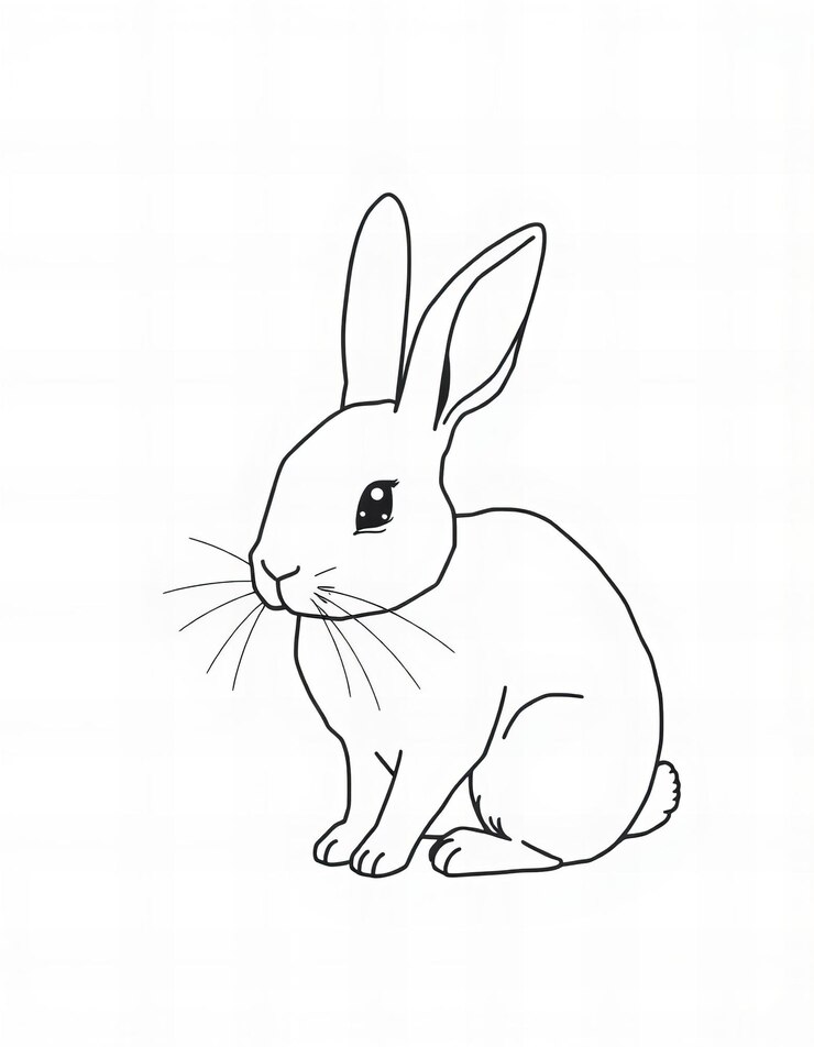 Foto foto online tekening van een konijn in minimalistische stijl