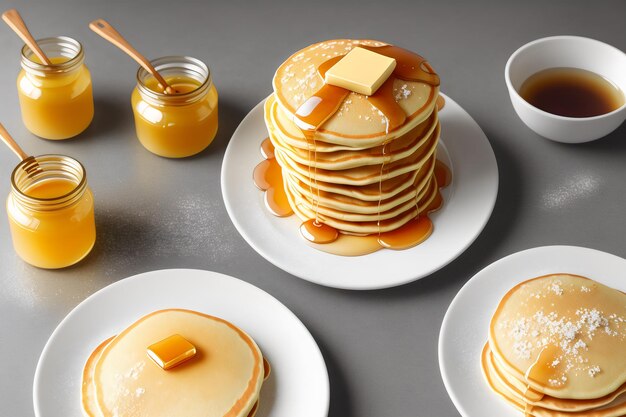 Foto pannenkoeken met boter en honing