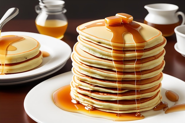 Foto pannenkoeken met boter en honing