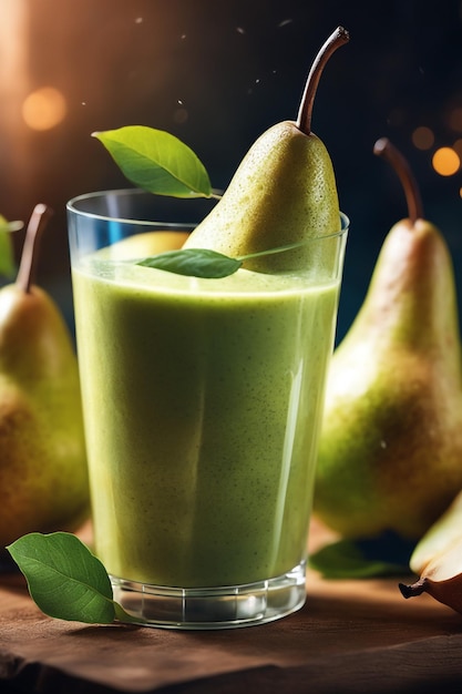 foto peer smoothie tak met een onscherpe natuurlijke achtergrond