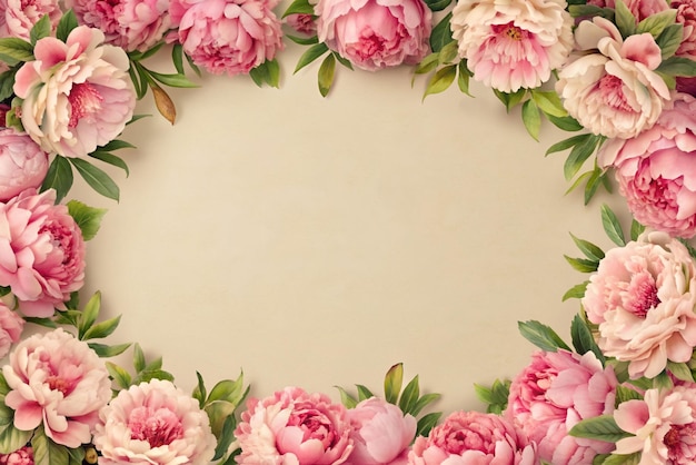 Foto pioenbloemen op de achtergrond van het frame