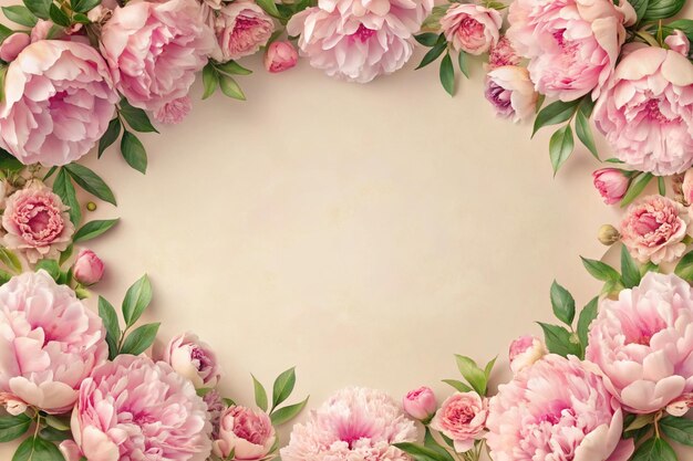 Foto pioenbloemen op de achtergrond van het frame