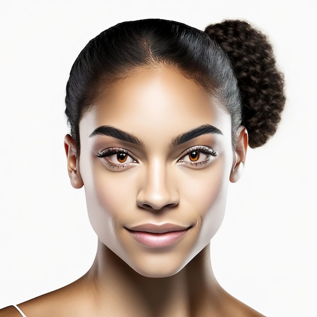Foto portret schoonheid jonge vrouw met ideale huid voor schoonheidsproducten Generatieve AI