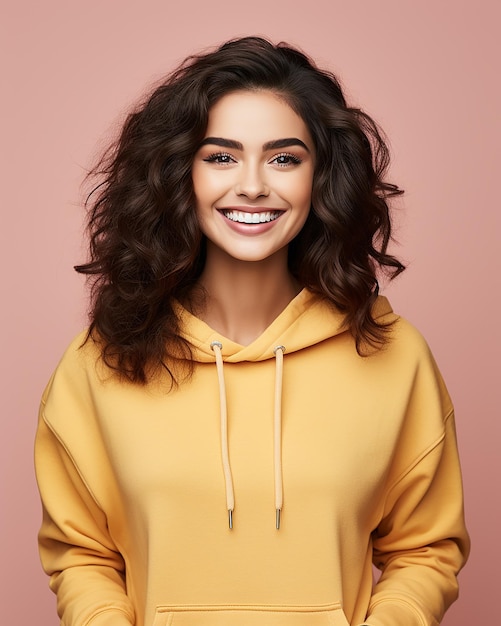 foto portret van een mooi glimlachend meisje in een gezellige trui