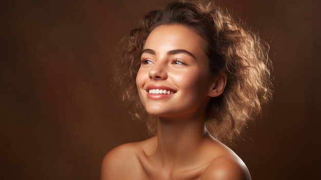 foto portret van gelukkig glimlachend jong mooi tienermeisje gegenereerd door AI