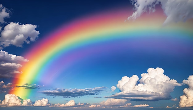 Foto prachtige regenboog over tropische zee en eiland