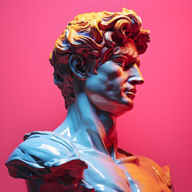 foto prachtige Romeinse figuur snijwerk op kleurrijke achtergrond generatieve ai