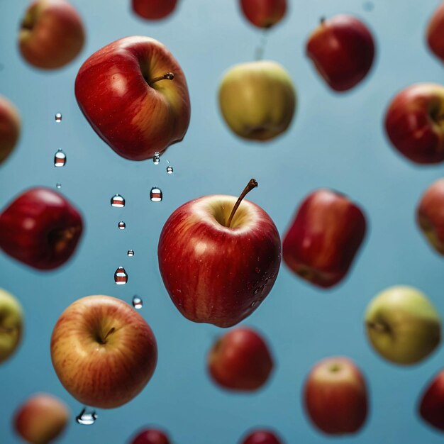 Foto foto premium red apple splashing met water fresh achtergrond advertentie sjabloon