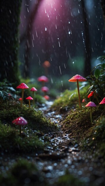 foto psilocybe semilanceata paddenstoelen in neon stijl