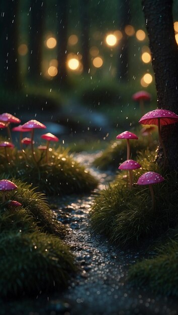 foto psilocybe semilanceata paddenstoelen in neon stijl