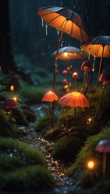 foto psilocybe semilanceata paddenstoelen in neon stijl