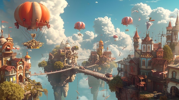 Foto realistisch van A Cozy Steampunk stijl Warmluchtballon