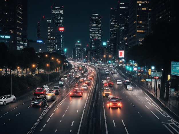 foto realiteit stadsverkeer's nachts generatieve ai