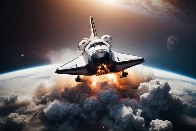 Foto foto ruimte shuttle neemt af in de ruimte elementen van deze afbeelding geleverd door nasa