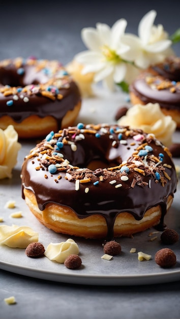 foto's met chocolade en vanille donuts