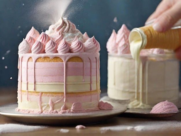 Foto's slurpen poeder naar cakes