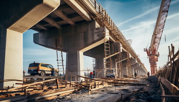 Foto's van de bouw van bruggen en viaducten