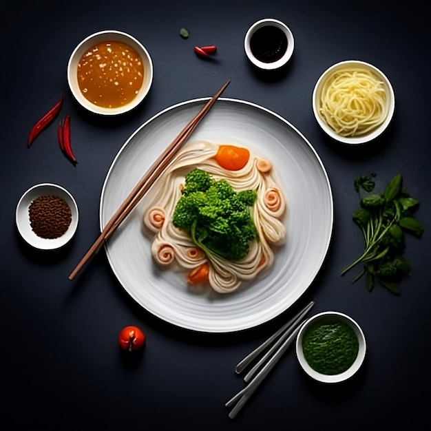 Foto's van heerlijke Chinese keuken gegenereerd door AI